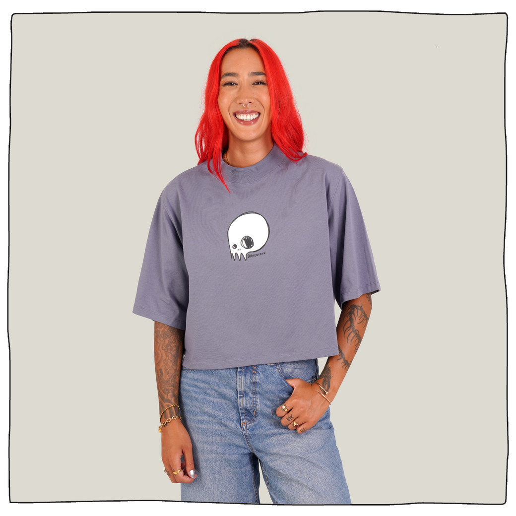 Skull Boxy Crop Tee